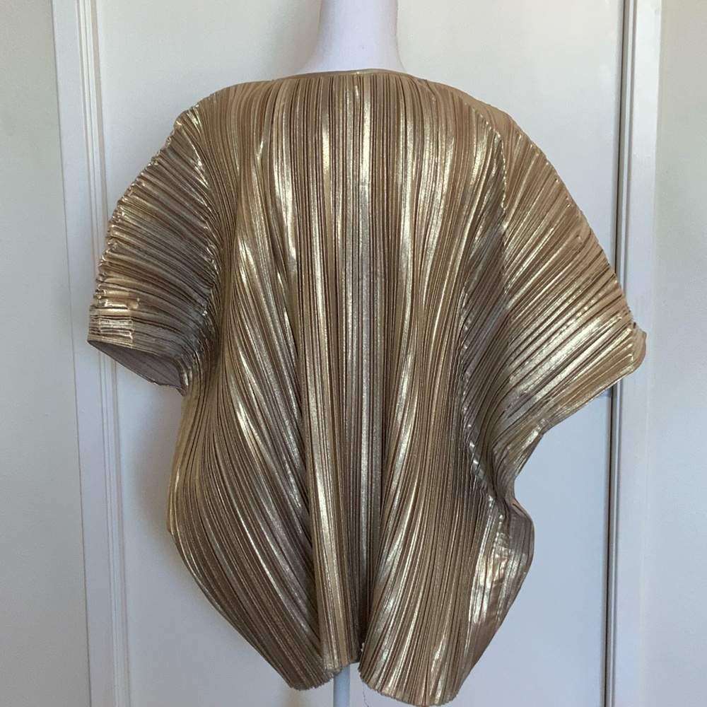 Zero and Maria Cornejo Gold Pleated Poncho NWT